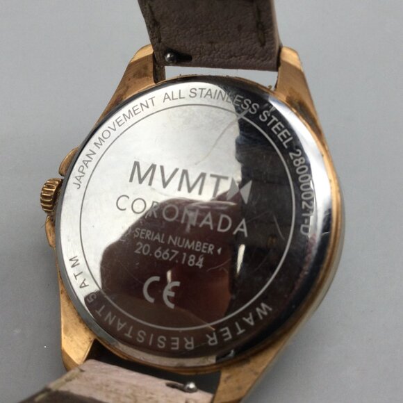 MVMT Coronada Watch Women 36mm Gold Tone Date Pink Leather Band New Battery - Picture 8 of 15